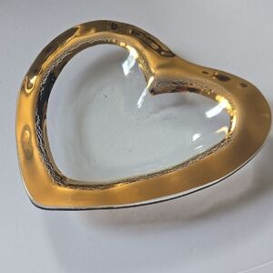 Annieglass Gold Heart-Shaped Glass Bowl